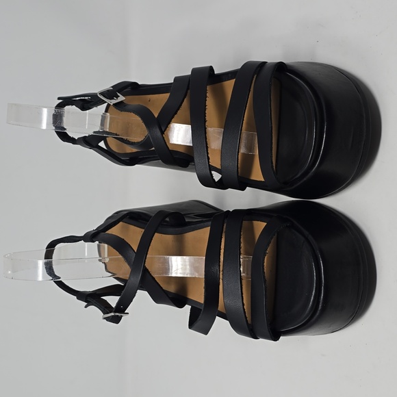 Ganni Asymmetrical Platform Leather Wedge Sandal Women's Size 10 - Picture 2 of 7